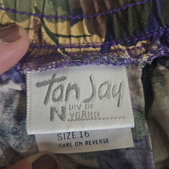 Tan Jay Vtg Midi Skirt Multicolor Leaf Foliage Woodland Fairy Sz 16 Cottagecore - Picture 3 of 9